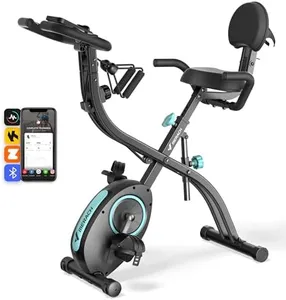 MERACH Folding Exercise Bike, Foldable Stationary Bikes for Home, 4 in 1 Upright Indoor Cycling Bike with 16-Level Magnetic Resistance, 300LBS Capacity X Bike with Exclusive APP