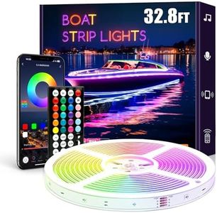 Flupuro Smart LED Strip Lights, 32.8ft RGB Marine IP68 Waterproof Interior Navigation Light, 12V Night Fishing, Outdoor Accessories Decor for Boats