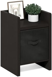 Furinno Viola Side Table, Thick Frame End Table with Storage Bin, Night Stand, Bedside Table, for Living Room, Bedroom, Dark Oak
