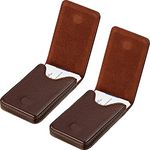 2 Pieces Business Card Holder, Business Card Wallet PU Leather Business Card Case Pocket Business Name Card Holder with Magnetic Shut Credit Card ID Case/Wallet (Coffee and Coffee)