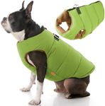 Gooby Padded Vest Dog Jacket - Solid Green, Medium - Warm Zip Up Dog Vest Fleece Jacket with Dual D Ring Leash - Water Resistant Small Dog Sweater - Dog Clothes for Small Dogs and Medium Dogs