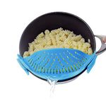 WeTest Heat Resistant Silicone Pot Strainer, Clip on Pots Pans, Pan Strainer for all Pots and Bowls - Blue