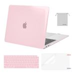 MOSISO Compatible with MacBook Air 13 inch Case 2022, 2021-2018 Release A2337 M1 A2179 A1932, Plastic Hard Shell&Keyboard Cover&Screen Film&Storage Bag for MacBook Air 13.3 inch Case, Rose Pink