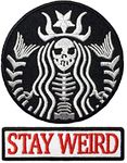 PatchClub Stay Weird + Dead Mermaid Zombie Cafe Starbuck Patch Iron On/Sew On Halloween Skull Skeleton Embroidered Patches - Black