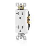 Leviton T5825-W 20 Amp, Tamper- Resistant, Decora Duplex Receptacle, Residential Grade (White)