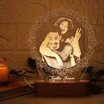 Artistic Gifts Acrylic Personalized Dodecagon Shape 3D Illusion Photo Lamp for Couples| Photo Frame with Customized Photo, Name and Date| Wedding Anniversary Gift for Couple, Wife, Husband, Parents.