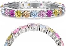 ARTLOVER Multi-Color High-Carbon Diamond Eternity Ring for Women | Stackable S925 Sterling Silver 14K White Gold-Plated Promise, Engagement, and Wedding Band (10)