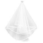 Feibety Bridal Veil Wedding Vails,2 Tier Women's Simple Short Wedding Veils for Brides with Comb for Brides Shower Bachelorette Hen do Night Party Costume Halloween First Communion