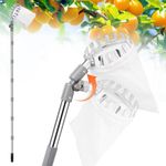 4.2M Apple Picker with Telescopic Handle, Fruit Picker Tool with Basket, Adjustable Head, Lightweight Apple Tree Picker Tool, Easy to Assemble, Aluminium Pole & Fabric Bag for Easy Harvesting
