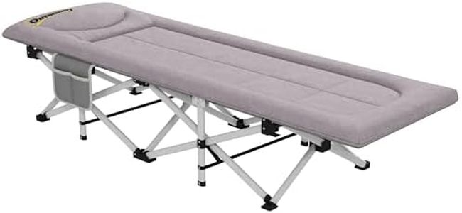 Outsunny Lit de Camping Pliable avec Matelas transat Chaise Longue Sac de Rangement intégrée dim. 200L x 65l x 42H cm Gris