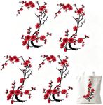 Cherry Blossom Iron On Patches, Embroidered Applique for Clothing Bag DIY
