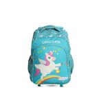 NOVEX Unicorn Kids Backpack Trolley with 2 - Wheels | Turquoise Blue, Polyester 2 Main Compartments Spinner Bag 16 - Inch | Unique Backpacks/School Bags for Cute Girls Kid