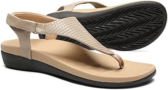 UTENAG Womens Arch Support Sandals Orthotic Adjustable Thong Flip Flops Beige Size 12