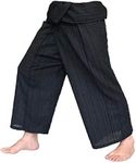 Love Quality Thai Fisherman Pants Men Yoga Martial Arts Free Size (Black)