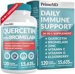 28-in-1 Quercetin with Bromelain Supplement - Quercetin 500mg Capsules for Daily Immune Defense Support - Quercetin with Vitamin C and Zinc for Adults Enriched with Vitamin D and Elderberry (120 ct)