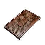 Simple tea tray household Kemu small drawer type wooden tea set tray drainage water storage solid wood tea table