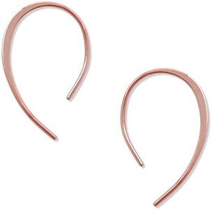 Humble Chic Upside Down Hoop Earrings - Hypoallergenic Lightweight Wire Needle Drop Dangle Threader Hoops for Women, Safe for Sensitive Ears, 1" inch - 18k Rose Gold Plated