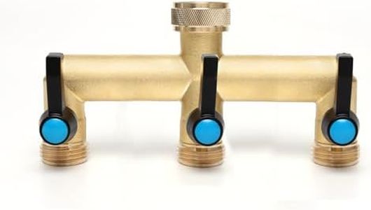 OPERMAXER Brass Garden Hose Splitter, 3 Way Faucet Diverter with Extension Handles and Individual On/Off Valve, Outdoor Home Hose Pipe Tap Splitter, 3/4-Inch Female Inlet and 3/4-Inch Male Outlet