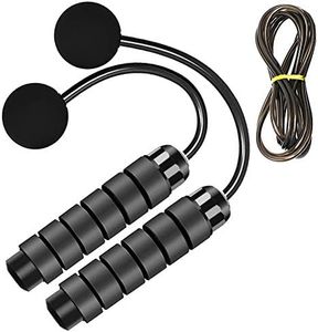 LEKEONE Ropeless Jump Rope,Switchable Dual Mode Ropeless and Corded Jump Rope With Memory Foam Handle Adjustable Skipping Jump Rope for Adult and Children Fitness Training Tool (Black)