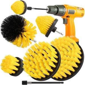 6pcs Drill Brush Attachment Set, 5pcs Scrubber Brushes with 1pcs Extend Long Attachment, Drill Scrub Brush for Cleaning Shower, Tub, Bathroom (6pcs)