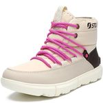 STQ Winter Boots for Women Snow Boot Warm Cozy with Insulted Insole Comfortable Woman Lightweight Winter Shoes Lace Up Waterproof Hiking Booties Lined Beige Size 6.5