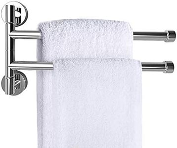 PHOEWON Swivel Towel Rail Chrome Stainless Steel Bath Rack Wall Mounted Towel Rack Holder with 2 Swivel Bars, Swing Towel Holder for Kitchen, Bathroom, Toilet