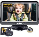 Baby Car Camera Easy Setup: Eye Protection HD 1080P 360° Rotation 3 Mins Plug and Play Backseat Rear Facing Carseat Camera with Monitor 170° Wide View Clear Night Vision Yakry Y60