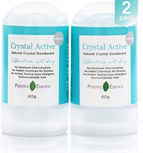 Positive Essence Crystal Deodorant Stone Roll On for Men & Women-Crystal Active-Natural, Long Lasting, Single Ingredient, No Aluminum Chlorohydrate-Unscented/Odorless, Thai Crystal Stone, 60G (2 Pack)