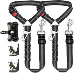 Dog Seat Belt Harness for Car - 3 in 1 Retractable Adjustable Pet Seatbelts 3 PCS Pet Dog Car Seatbelt Leash for Vehicle Nylon Pet Seat Belts Durable Dog Reflective Tether with Poop Bag Holder