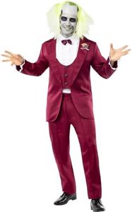 Funidelia | Disfraz de Beetlejuice traje - Beetlejuice para hombre Tim Burton, Películas de miedo, Terror - Disfraz para adultos y divertidos accesorios para Fiestas, Carnaval y Halloween - Talla L
