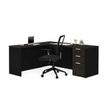 Bestar Pro-Concept Plus L-Shaped Desk with Pedestal, Deep Grey & Black