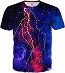 SYAIMN Unisex 3D Printed Shirts Funny Design Tees Colorful T-Shirts Summer Tops for Men Women, Red Lightning, XXL