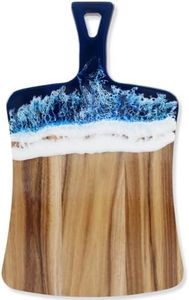Artmujohn Sapphire Sea Cheeseboard ，Epoxy resin charcuterie board, Acacia wood board, epoxy resin cutting board ，Cheeseboard 14.2 x 8.7 inches，Cheeseboard with Unique Handmade Design and Handle