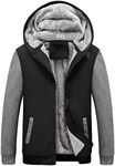 Yeokou Mens Zip Up Hoodies Winter Heavyweight Jackets Sherpa Fleece Lined Warm Coats, Z Grey Blue, X-Large