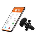 Amkette iGrip Magnetic Car Air Vent Phone Holder | Metal Body | 6 Powerful Magnets | Anti-Shake Design | 360 Degree Rotation | Universal Compatibility | Drive Assist Companion App | (Black)