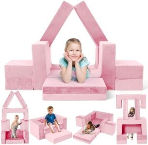 2024 Newest Kids Couch Sofa, 7 Pcs Modular Toddler Couch, Freely Removable Kids Chair Sofa for Playing, Creativity, Sleeping, Versatile Fold Out Baby Play Couch Set for Playroom, Bedroom Furniture