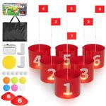 Golf Game Set with 6 Buckets, Golf Backyaed Bucket Game with Markers Balls Frisbee Scoreboard,Outdoor Golf Course Game 6 Holes with 6 LED Light Backyard Golf Game for Adult Kids