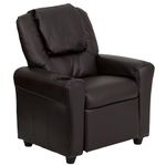 Flash Furniture DG-ULT-Kid-BRN-GG Contemporary Brown Vinyl Kids Recliner with Cup Holder and Headrest