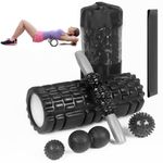 QGF 7 in 1 Foam Roller Set Roller Massage for Muscles Exercise Trainer with Yoga Stick, 3 Massage Balls,Resistance Band, Carrying Bag