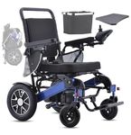 Broobey Portable Electric Wheelchairs for Adults, Lightweight Electric Wheelchair Support 150 kg, Electric Motorised Folding Wheelchair for Seniors, 30+ km Long Range (20 Ah Battery)