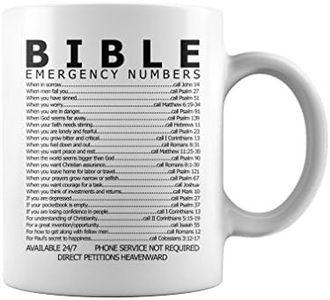 Christian Gifts Bible Emergency Numbers Mug Cup Christian Gifts for Women Men (11oz White) by Mike Apparel