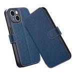 ELESNOW Case for iPhone 15-6.1", Premium Leather Wallet Flip Phone Case Cover Magnetic Closure Compatible with Apple iPhone 15 (Blue)