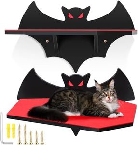 Gemscream Cat Wall Mount Shelves for Indoor, Gothic Bat Floating Shelf with Coffin Bed Cat Wall Tree Can Load Bearing up to 30 Lbs/ 14 kg