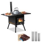 Outopee Camping Wood Stove, Outdoor Portable Tent Wood Burning Stove with Stainless Chimney Pipes, Tent Stove Jack & Gloves for Outdoor Camping Cooking and Heating 1-2 People Use