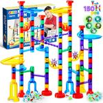 JOYIN 150 Pcs Marble Run Premium Set, Construction Building Blocks Toys, STEM Learning Toy, Educational Building Block Toy(100 Translucent Plastic Pieces + 50 Glass Marbles)