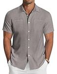 COOFANDY Men's Linen Shirt Beach Summer Short Sleeve Button Down Casual Shirts