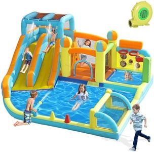 WelandFun Inflatable Water Slide Park with Splash Pool for Kids,Climbing Wall,Bounce House with Ball Shooting,Kids Bouncy Castle with Air Blower for Outdoor Backyard