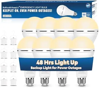 BoRccdit KeepLit 8 Pack Emergency Rechargeable Light Bulbs, 48H Long Lasting & 3 Brightness Power Outage Light Bulbs,12W 3000K Battery Backup Emergency Light Bulbs for Home Power Failure Hurricane