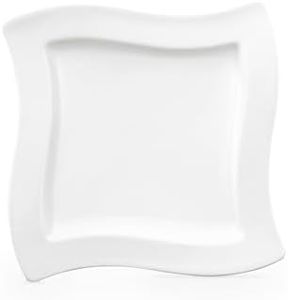 Villeroy & Boch – New Wave Frühstücksteller, Eckiger Teller, Teller Rechteckig Weiß, Grillteller, Kuchenteller, Geschirr Keramik, Essteller, Speiseteller, Premium Porzellan