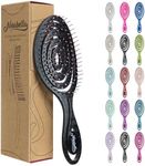 Ninabella Detangling Hair Brush for Women & Men - Does not Pull, Removes Tangles, Brushes for Straight, Curly & Wet Hair - Detangle Brush - Unique Spiral Hairbrush, Black with Pink